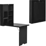 HOMCOM Wandtisch klappbar Wandklapptisch Klappschreibtisch mit Tafel Klappbarer Computertisch mit Stauraum Esstisch für Küche Wohnzimmer Schwarz   Aosom