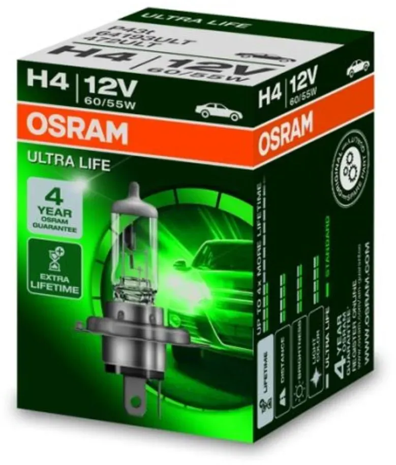 Ampoule halogène OSRAM H4 Ultra Life 12V, 60/55W, 1 pièce