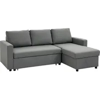 HOMCOM Ecksofa mit Schlaffunktion, Stauraum, Bettkasten, Eckcouch, Chaiselongue, Schlafsofa, Stoffsofa, L-Form, 211,5 x 146 x 85 cm   Aosom