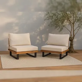 Mendler HWC-H54 Garten-Sessel 2er-Set 0 x 0 x 0 cm hellbraun/beige