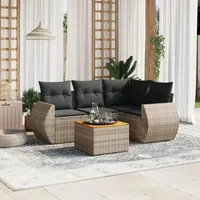 Festnight Gartenlounge mit Stauraum Balkonmöbel Klein Balkon Lounge Rattan Sofa Ecklounge Garten Lounge Sofa Outdoor Sitzecke Balkon Loungemöbel Gartensofa Ecksofa Rattansofa