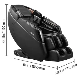 Vevor Massagesessel 4D-Zero-Gravity 73 x 112 x 155 cm Schwarz mit Ausziehbarer Fußstütze