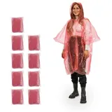 Relaxdays 100x Einweg Regenponcho Rot Rot