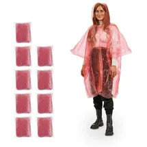 Relaxdays 100x Einweg Regenponcho Rot Rot