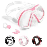 Taucherbrille Erwachsene, HIKOTEY Unisex Tauchmaske mit Antibeschlag, Lecksicher und UV Schutz, Diving Glasses mit Ohrenstöpse & Nasenklammer, Großes Blickfeld Schwimmbrille für Männer, Frauen, Jugend