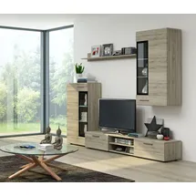 Küchen-Preisbombe TOP Wohnwand Tango Anbauwand Wohnzimmer Eiche San Remo matt,