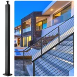 Vevor Kabelgeländerpfosten, 91,4 x 5,1 x 5,1 cm, Stahl-geländerpfosten ohne Löcher, Sus304 Edelstahl-kabelgeländerpfosten, Treppenhandlaufpfosten mit horizontaler und gebogener Halterung, 1er-set