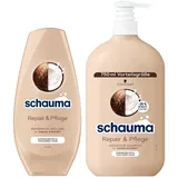 Schauma Schwarzkopf Farbschutz-Shampoo Color Glanz (1x 750 ml), Haarshampoo pflegt coloriertes, getöntes oder gesträhntes Haar & Spülung (1x 250 ml) mit Granatapfel-Extrakt