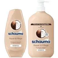 Schauma Schwarzkopf Farbschutz-Shampoo Color Glanz (1x 750 ml), Haarshampoo pflegt coloriertes, getöntes oder gesträhntes Haar & Spülung (1x 250 ml) mit Granatapfel-Extrakt