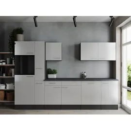 Respekta Küchenzeile 310 cm grau matt weiß