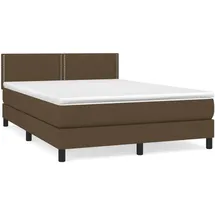 vidaXL Boxspringbett mit Matratze Dunkelbraun 140x200 cm Stoff