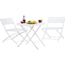 Relaxdays Bastian Set 3-tlg. Tisch Ø 60 x 75,5 cm weiß klappbar