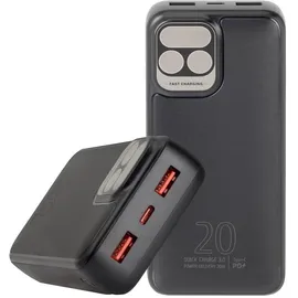 RivaCase® Rivacase, Powerbank VA2521 20000mAh 2 USB-A/USB-C QC 3.0/PD 20W Schwarz - Schwarz