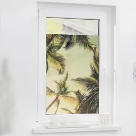 Lichtblick Fensterfolie Palmen und Sonne 1 St., blickdicht, strukturiertKlebepunkte, selbstklebend, Sichtschutz grün 100 x 180 cm