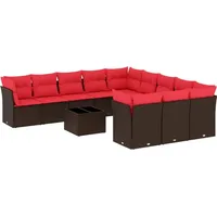 vidaXL Gartensofa-Set mit Kissen, braun, Polyrattan