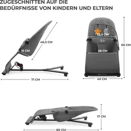 Kinderkraft MIMI Babywippe, Spielbügel mit 2 Spielzeuge, verstellbare Rückenlehne, Weiches Material, Minimalistische Skandinavisches Design, Zusammenklappbar, Grau