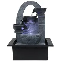 Dehner Zimmerbrunnen Skleda mit LED, 21 x 28 x 18.3 cm, Polyresin, grau, 21 cm Breite, Beruhigendes Wasserspiel, LED Beleuchtung, robuster Kunststein grau
