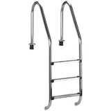 Poolleiter KWAD "Edelstahlleiter 3stufig breit 120cm", silber (silberfarben), B:50,0cm H:158,0cm, Edelstahl, Leitern, 120 cm Höhe