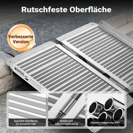 Wiltec Rollstuhlrampe faltbar 150 cm 270 kg Gehhilfe Aluminium silber