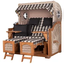 Mr. Deko bene,iving Strandkorb Komplettset Ammersee Grande XL Teak PE shell Modell 505 inkl. Liftersystem