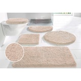 my home Badematte Sanremo, Badvorleger, Badezimmer Teppich, sehr weich, Höhe 30 mm, rutschhemmend beschichtet, fußbodenheizungsgeeignet, schnell trocknend, Polyester, rund, Badteppich, unifarben, rechteckig, rund & als 3-tlg. Set erhältlich beige rund | Ø 120 cm x 30 mm