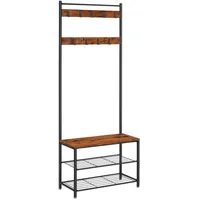 Garderoben-Set mit Sitzbank & Schuhablage 32 x 70 x 175 cm Braun/Schwarz