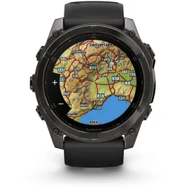 Garmin fenix 8 AMOLED 51 mm sapphire, schwarz / carbongrau DLC Titan mit QuickFit Silikon-Armband 26 mm