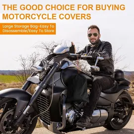 srimmit Motorradabdeckung Wasserdicht 420D Oxford-Stoff Nummernschildfenster 4 reflektierende Streifen 205x95x110cm