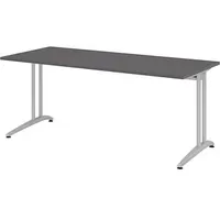 Hammerbacher BS19 Schreibtisch grafit rechteckig, C-Fuß-Gestell silber 180,0 x