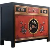 opium outlet Möbel Kommode Schrank Sideboard Hochzeitsschrank 33082-4 orange-schwarz asiatisch chinesisch orientalisch Holz
