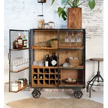 Chic Antique Barschrank auf Rädern 116,5 x 94,5 x 49,5 cm Antique Kohle