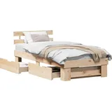vidaXL Bettrahmen mit Kopfteil Natur 90 x 190 cm Massives Kiefernholz 872548