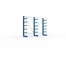 Meta Kragarmregal Atlas ST einseitig 3 Ständer 2000 x 500 x 2700 enzianblau