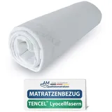 AM Qualitätsmatratzen Hochwertiger Lyocell Matratzenbezug 80x200cm mit Reißverschluss - 16 cm Kernhöhe - Allergiker geeignet - 60 Grad waschbar - 4-seitiger Reißverschluss - 80x200