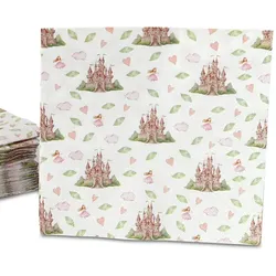 ECOFIESTA 100 Stück Servietten Prinzessin 33x33cm umweltfreundlich - Saugfähige Party-Servietten Kindergeburtstag - Papier-Servietten stilvoll