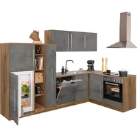 kochstation Winkelküche L-Form KS-Samos 290 cm grau