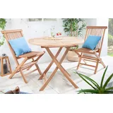 Massiver Gartentisch EMPIRE TEAK 90cm Teakholz rund klappbar Balkontisch Outdoor