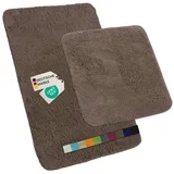 nyvi Badematten Set Lasalle + Badezimmerteppich Set - rutschfest, Saugfähig, Schnell Trocknend, Fußbodenheizung geeignet, Waschbar, Weich Farbe:Taupe;Größe:Set 45x50 - 50x80 cm und 50 x 80 cm Taupe