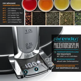 Arendo Wasserkocher 1,7 l Schwarz