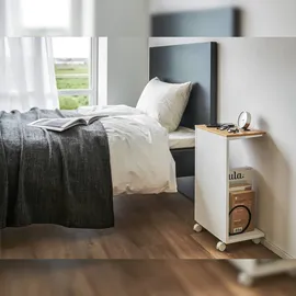 Yamazaki Beistelltisch mit Rollen Tower weiß 31x55x22 cm