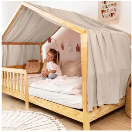 lilimaus Betthimmel Himmel für Hausbett aus Musselin - Länge 320, 360 oder 420 cm (1-tlg), macht das Hausbett zur Kuschelhöhle - weicher, luftiger Musselin beige 135 cm x 320 cm