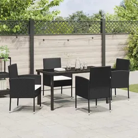 vidaXL 4-teiliges Garten-Ess-Set mit Kissen Schwarz Poly Rattan