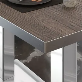 GGM Möbel Bistrotisch 110 x 60 x 75 cm Light Wenge/Edelstahl