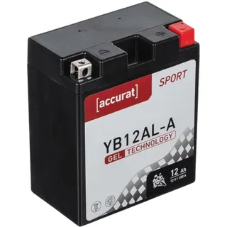 Accurat Motorradbatterie YB12AL-A - 12V, 12Ah, 180A, zyklenfest, wartungsfrei, Gel - Starterbatterie, Batterie in Erstausrüsterqualität für Rasentraktor, Roller, Motorrad, Quad