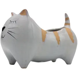 Dekohelden24 Katze 21 x 12 x 14 cm Hellgrau