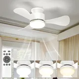 Airwit 71cm Deckenventilator mit Beleuchtung Leise, Klein Deckenventilator mit Licht und Fernbedienung, LED Deckenleuchte mit Ventilator für Schlafzimmer Wohnzimmer Küche, Umkehrbarer DC Motor