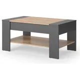 Vichy Vichy, Couchtisch + Beistelltisch, Couchtisch August, Goldkraft Eiche/Anthrazit, 99.6 x 58.8 cm mit Schublade