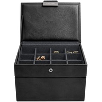 Stackers Herren-Uhrenbox mit Manschettenknöpfen, 2 Stück Minimalistisch Schwarz