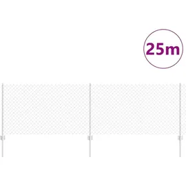 vidaXL Zaun mit Pfosten 0,8 x 25 m Silber/Stahl