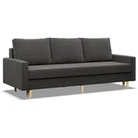 Mebligo - Sofa mit Schlaffunktion und Bettkasten Blank, 3 Sitzer Sofa 212 cm Breit, Schlafsofa, Ausziehbares Couch auf Holzfüßen, Sofa Wohnzimmer, Schlafcouch - Sofa Grau